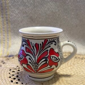 Korond Romania Pottery Creamer Floral Artisan whimsical Handcraft Mug pitcher